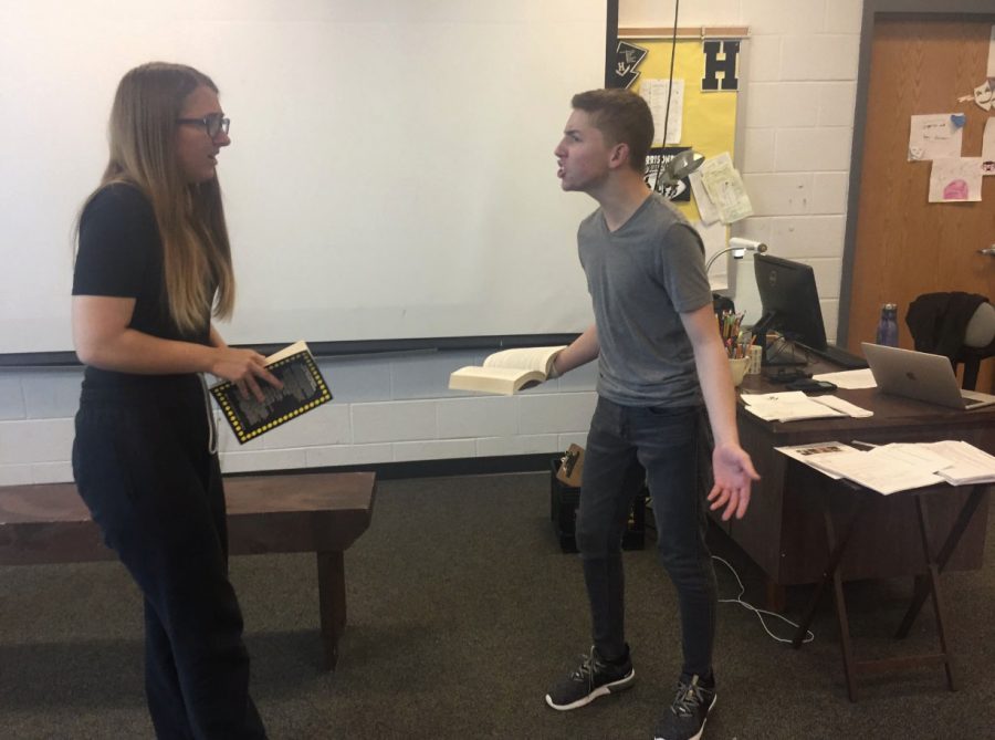 Juniors Jessica Lawson and Malakai Johnson rehearse The Glass Menagerie in their Theater 3 class. Johnson auditioned for the winter play, Coming Out for Winter Break.