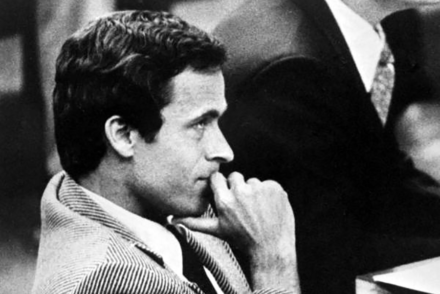 The real Ted Bundy listens to a defendant during his trial. 
