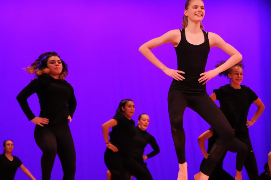 Freshman Linnea Siderhurst dances during Cats, where all the dancers acted as cats. 