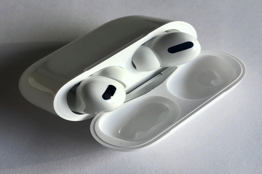 The new Airpod Pros showcased inside their pod. They currently retail for $249.00 on the Apple website. 