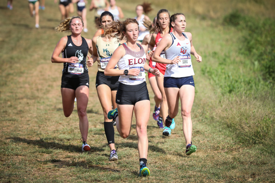 HHS alumna Hannah Miller runs for Elon University at the Panorama Farms Invitational on Sept. 27. Miller ran a time of 23:50.40 for the 6K run and placed 115th.  