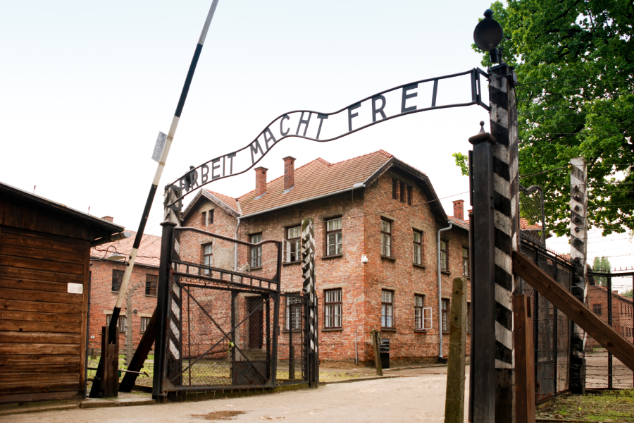 The entrance to Auschwitz. This concentration camp opened in 1940 and was liberated in 1945. 