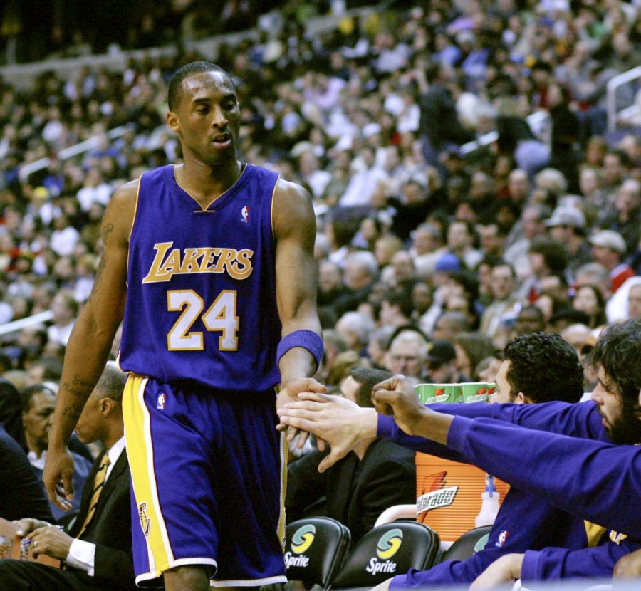 Feb. 3, 2007, Bryant subs out in the Lakers game against the Washington Wizards.