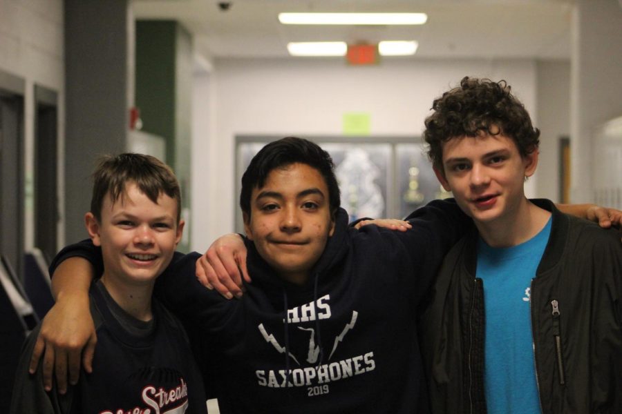 Freshmen Toby Corriston, Emiliano Muniz, and Zeb Miller pose for a picture as best friends