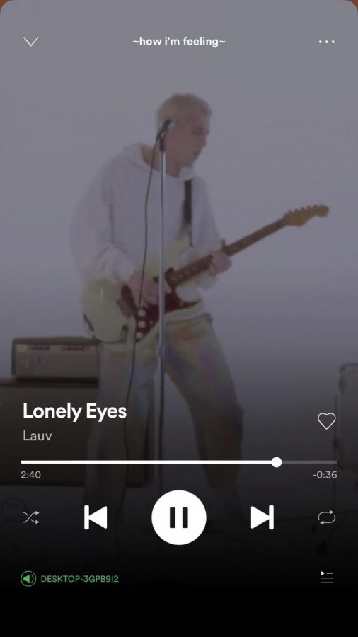 Screenshot of "Lonely Eyes", the third song off Lauv's album "~how i'm feeling~." You can stream his album on all music platforms.