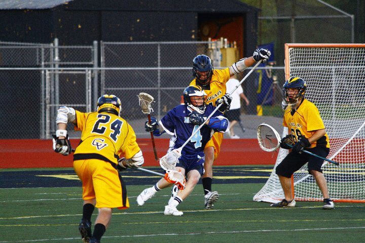 A high school lacrosse team competes in a game. Lacrosse isnt commonly offered as an extracurricular school sport in this area of Virginia.