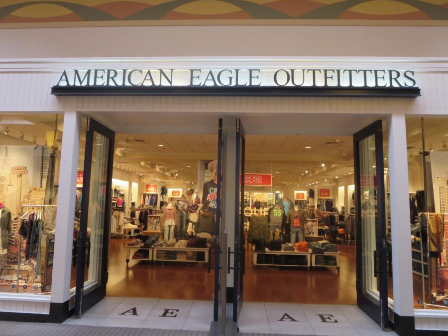 The entrance to an American Eagle store. 