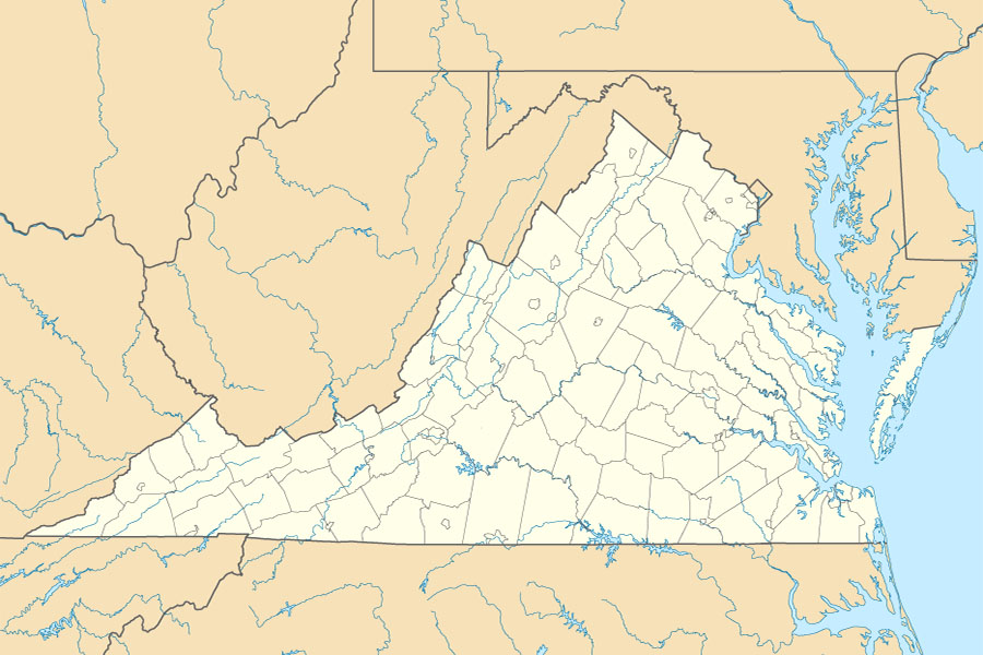 A map of the state of Virginia. Virginia's slogan is, "Virginia is for lovers."