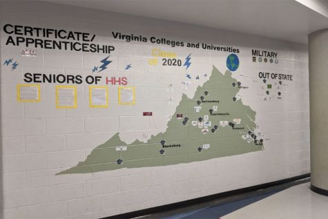The Senior Wall at HHS. It is featured in front of the library and shows what paths seniors are going.