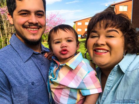 From left to right, Allen's boyfriend Edward Santiago and her have lived together for the past two years. After testing positive for COVID-19 last month, Allen has taken precautions to protect her son, Lyam Santiago (middle) and her boyfriend while they all have been living under the same roof.