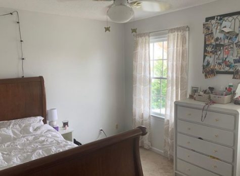 Muncy's room after painting, redecorating and rearranging her furniture.
