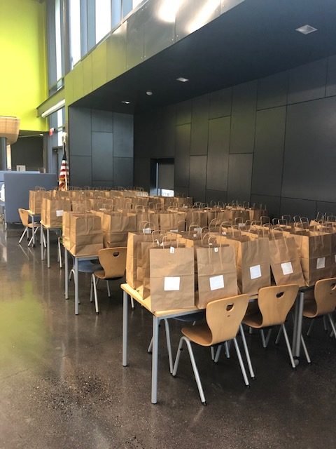Foods are packed into brown paper bags for easy access. Bluestone is one of the many schools that hands out food. “Bags are packed and ready to go to bluestone,” Early said. 
