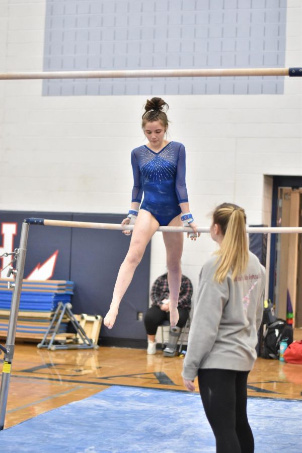 Healy competes in a home meet during her 202 season. 