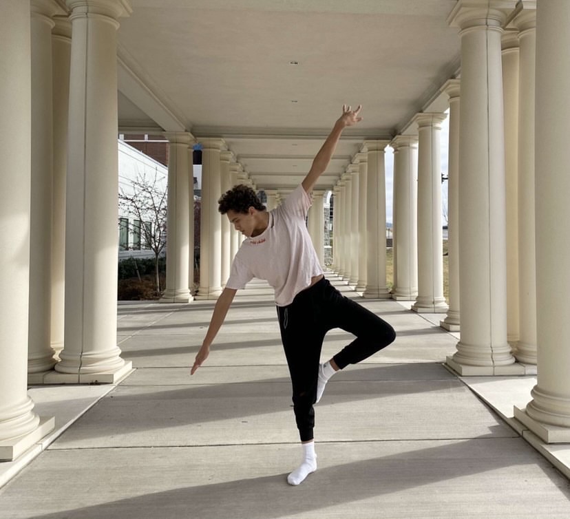 Green dances outside of James Madison University where he hopes to attend after high school. 