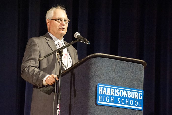 In 2016, Kizner stands before HHS faculty to address them regarding the upcoming school year. After moving to the Stafford County school district in 2018, Kizner has retired after 23 years of working as a superintendent across four different school districts. Kizner will go on to teach leadership at George Mason University in the next few years.