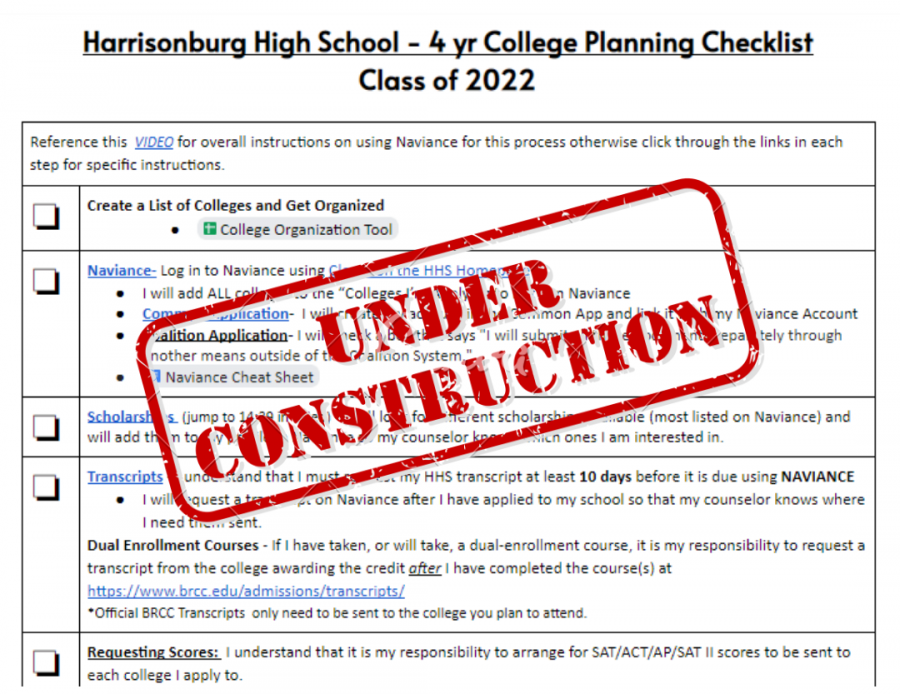 Du is currently working on a four year college planning checklist for seniors.