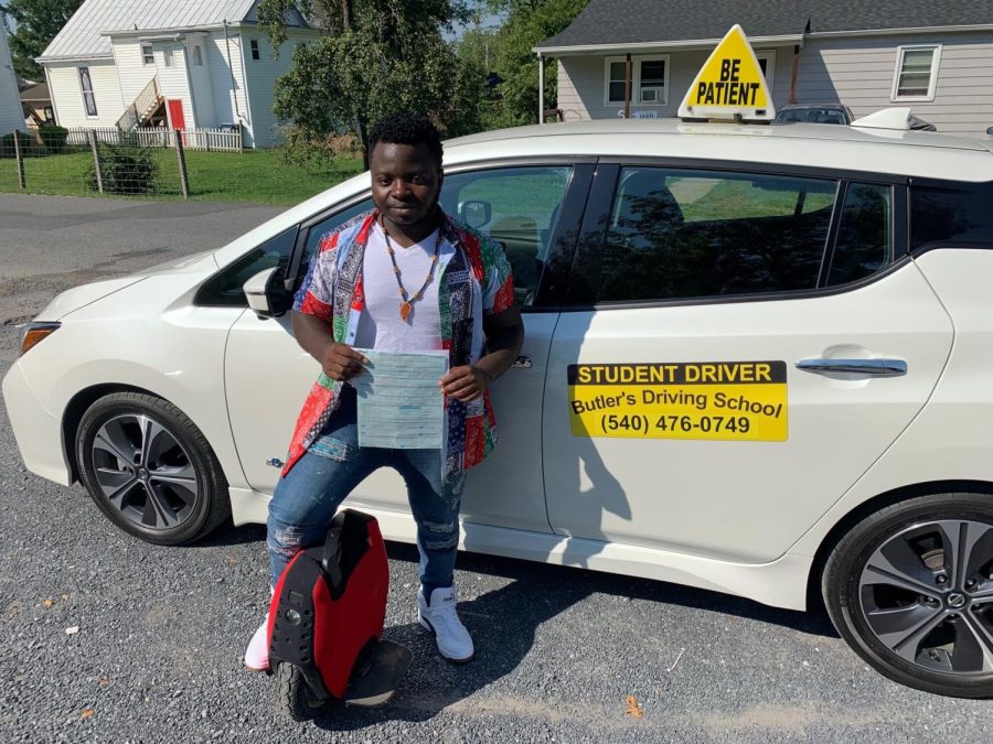 Senior Emmanuel Eletere recently completed behind the wheel with Butlers Driving School. Now that he has his license, Eletere plans to rely less on his electrical unicycle. 