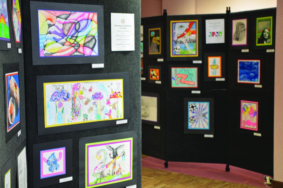 Student artwork is displayed in the Valley Mall. 