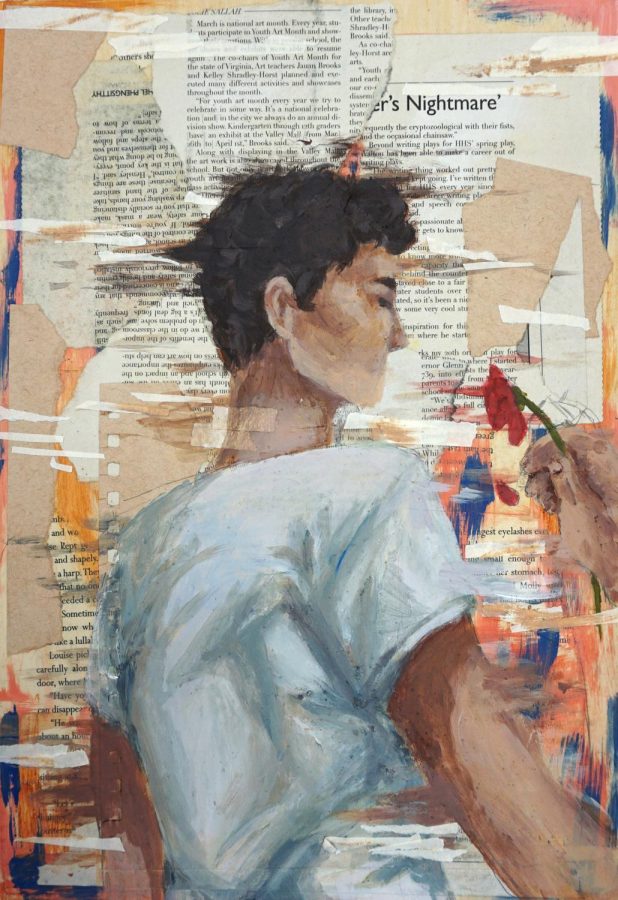 Freshman Lydia King created a mixed media artwork of her interpretation of Burnt Sienna. 