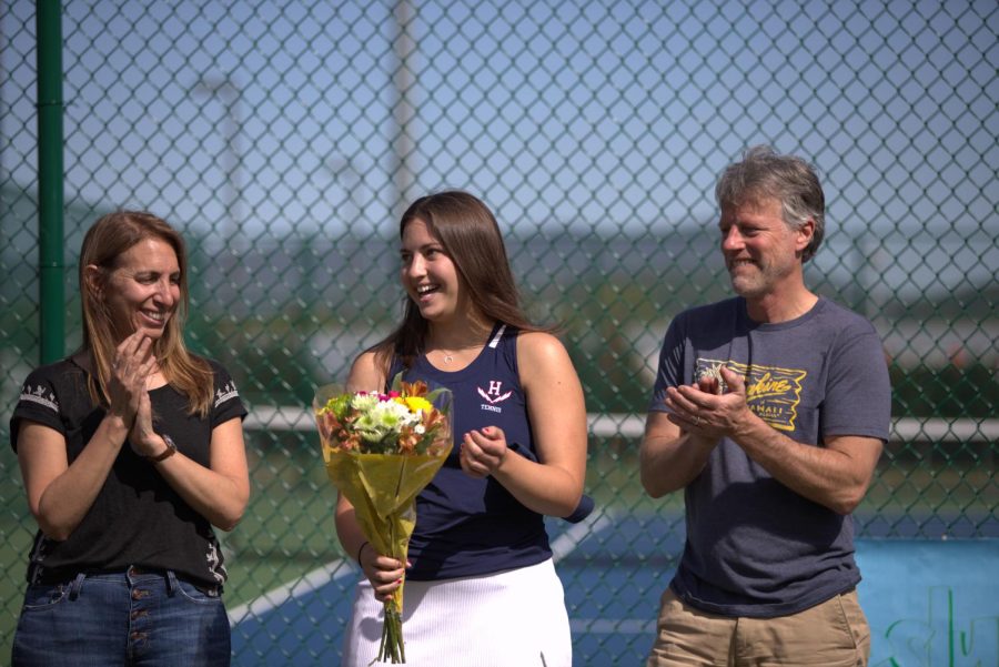 Senior Lucia Gabel gets recognized with her parents. 