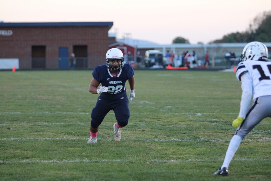 Senior Bryson Moats runs his route down the field on the Blue Streaks opening drive.
