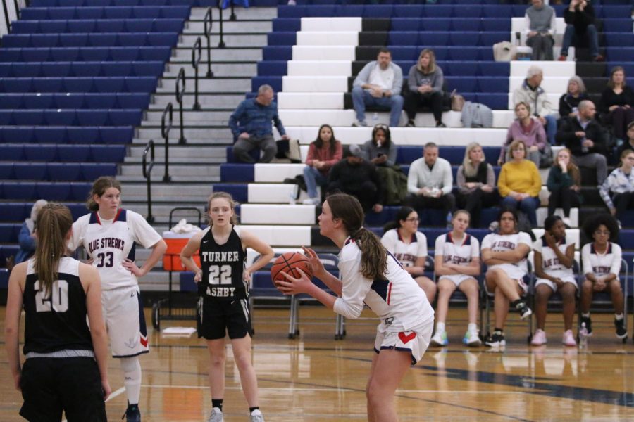 Eighth grader Weakley Addison gets to shoot since the opponents had a strike.