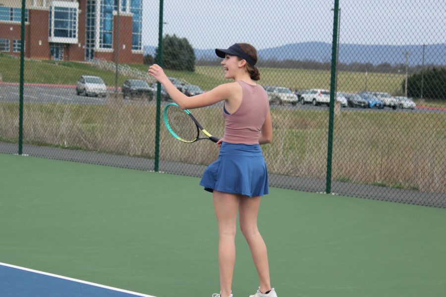 Sophomore Sequoia Hall gets ready to play against her teammate. 