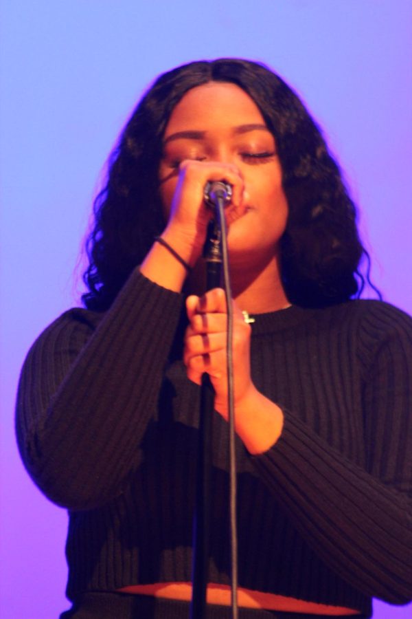 BSU alumni, Esther, sings Diamonds by Rihanna for the Black Student Union talent show, March 3.  