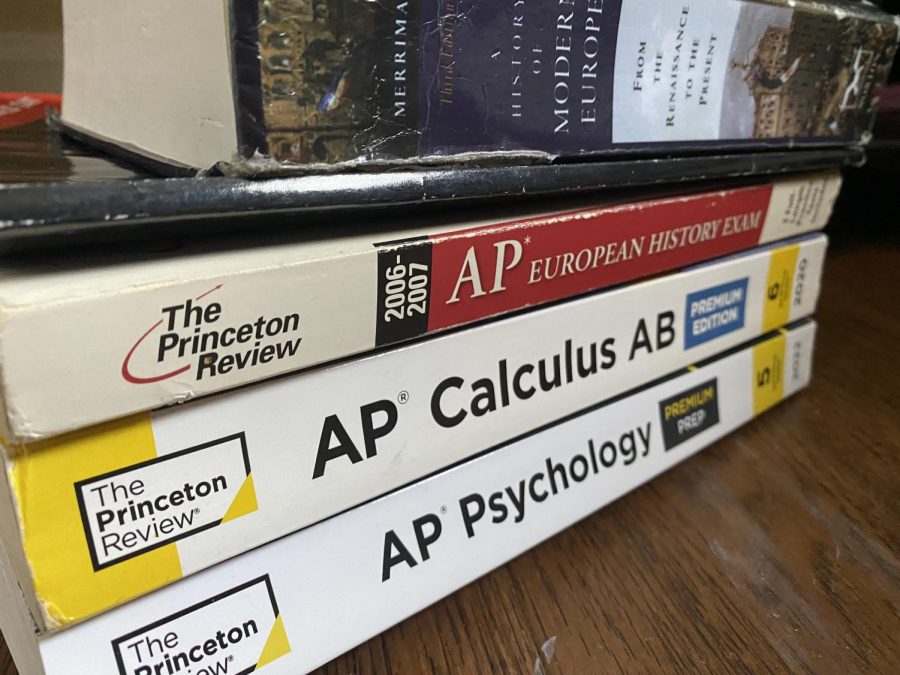 AP Princeton review books students used to prepare for the AP testing in May.  