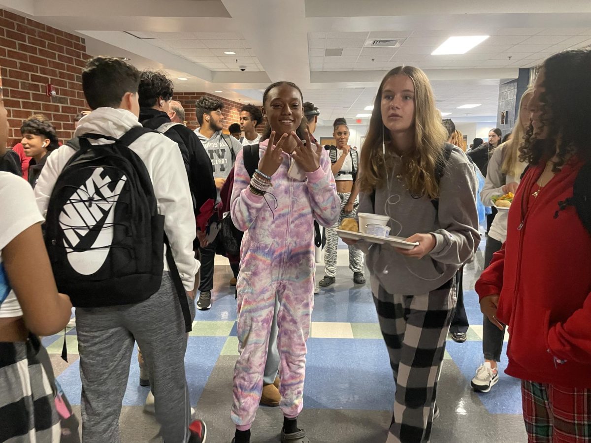 Students participate in Pajama Day, celebrating Homecoming week