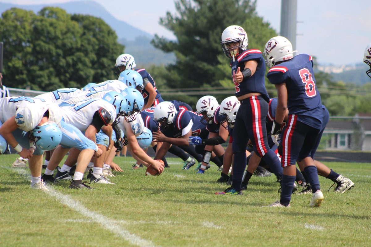 Blue streaks prepare for next down.