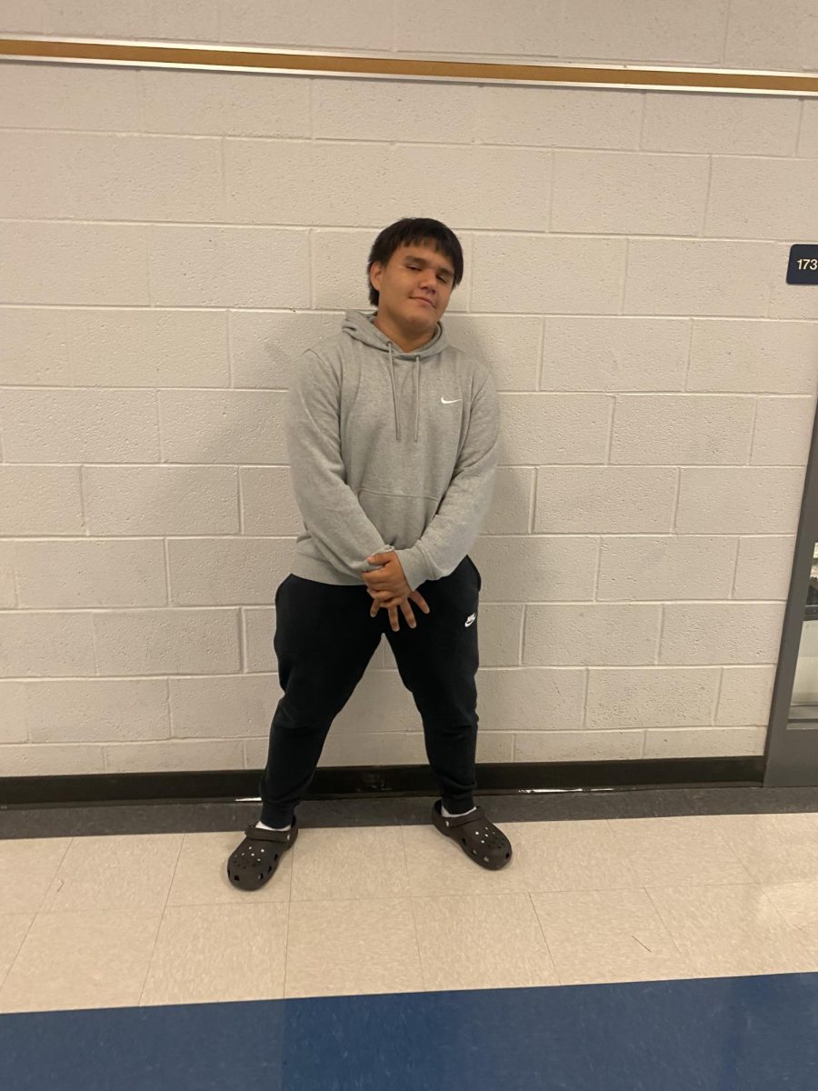 Freshman Teodoro Gallardo wearing a comfortable outfit for pajama day.