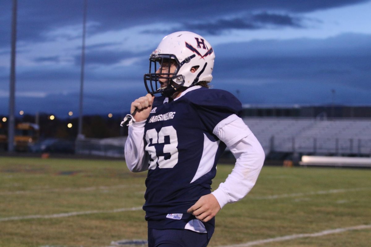  Sophomore Seth Patterson coming off of the field after the play.
