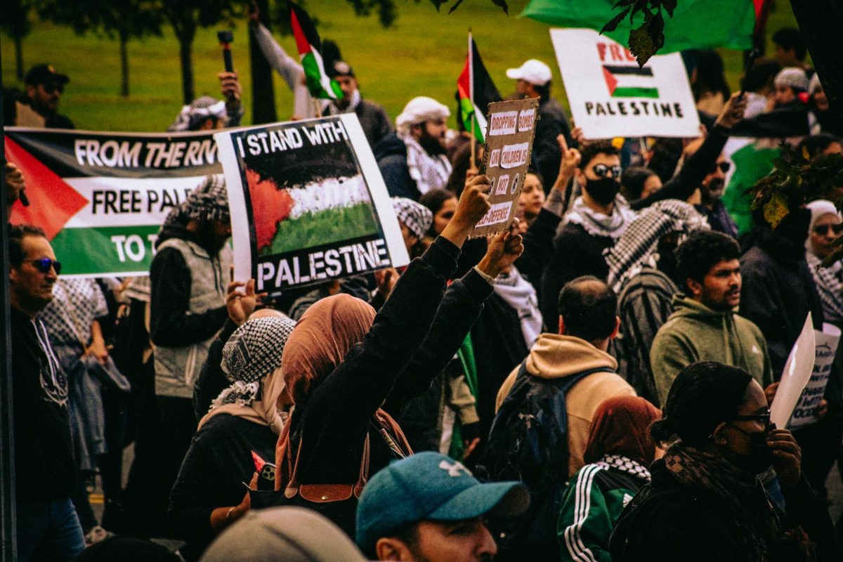 Protesters held signs and posters with the Palestinian flag on them in the Washington D.C protest, Oct.20. 