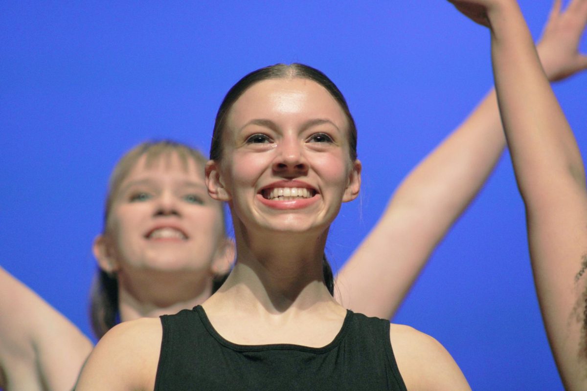 Senior Natalie Corso smiles as she finishes her final performance of the night. 