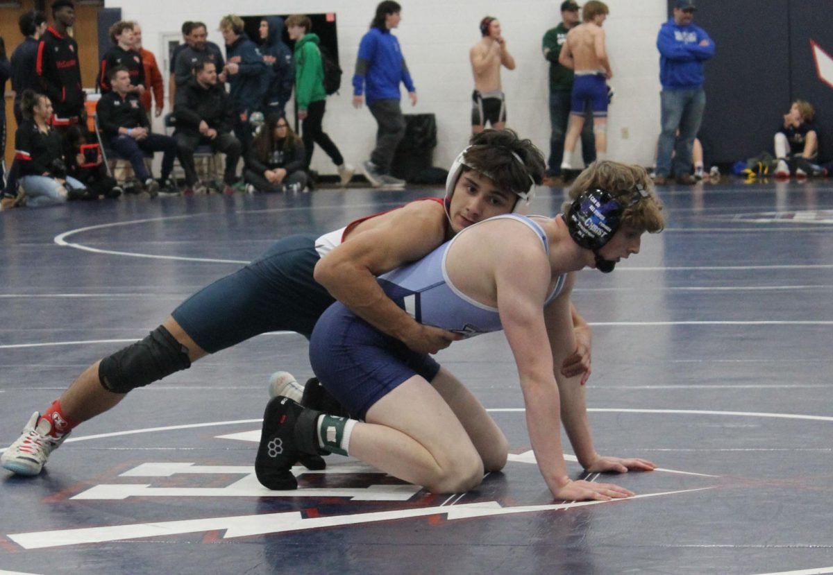 Freshman Jeriel Herrera starts the period on top against Page County.