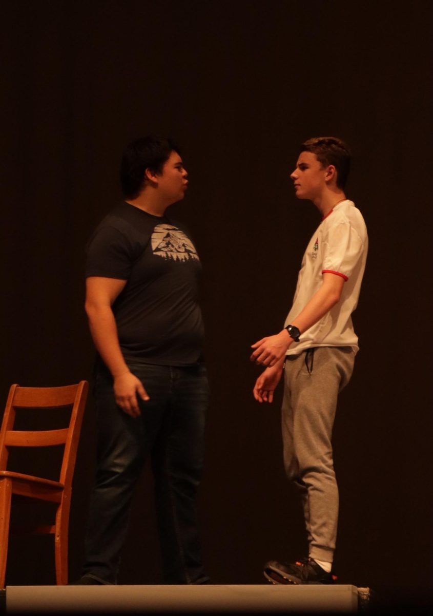 Junior Noah Rahman confronts junior Louis Gibson.