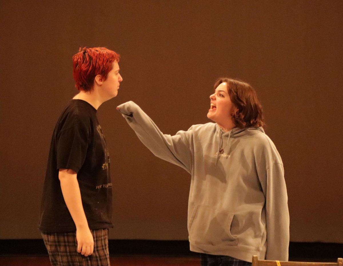 Sophmore Hazel Pinnow argues with senior Bazil Gibson during one of the scenes.