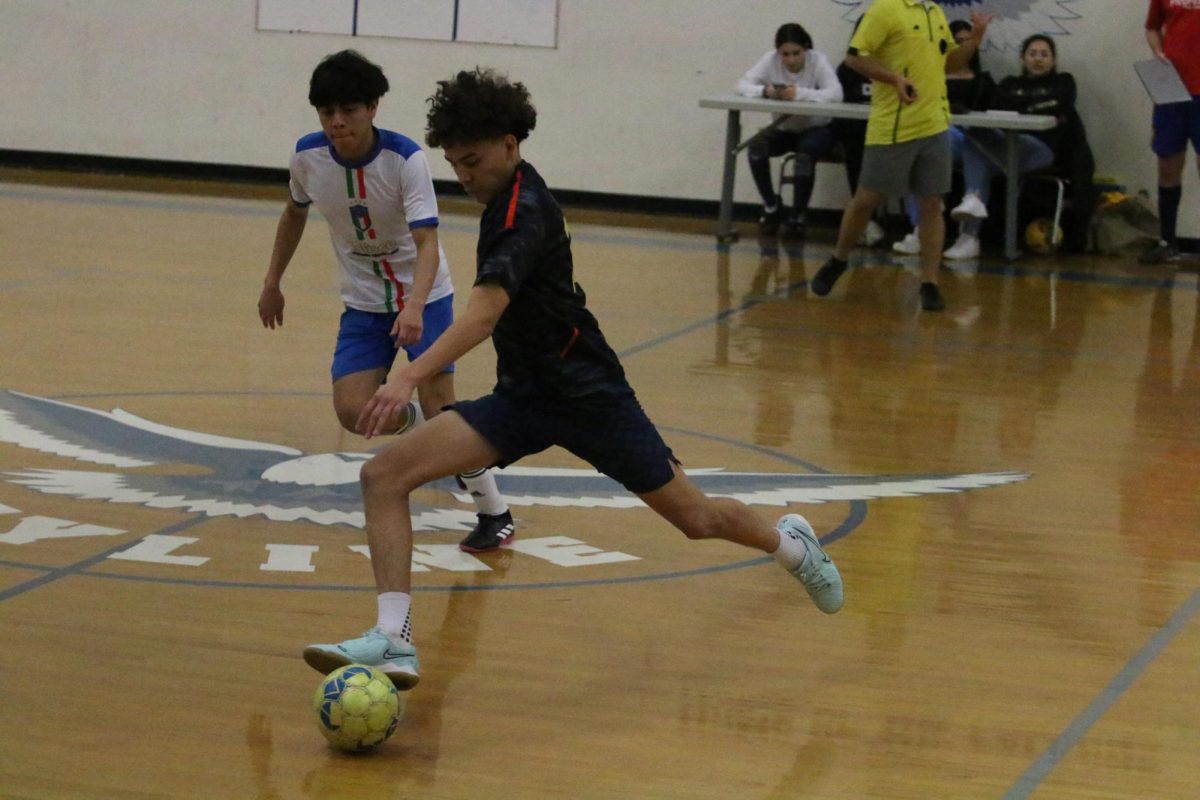 Senior Steve Carranza strikes the ball.
