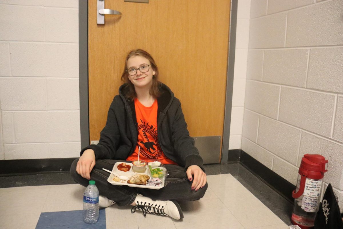 Student enjoying lunch before heading back to class.