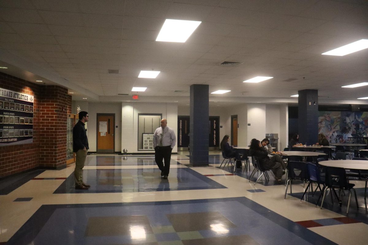 HHS staff on lunch duty, making sure that students are under control..
