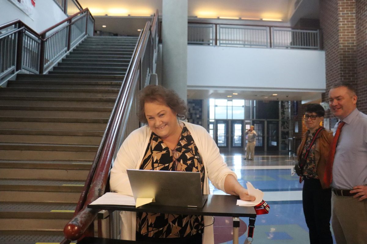 Associate principal Jill Hart makes sure that students are not skipping class.

