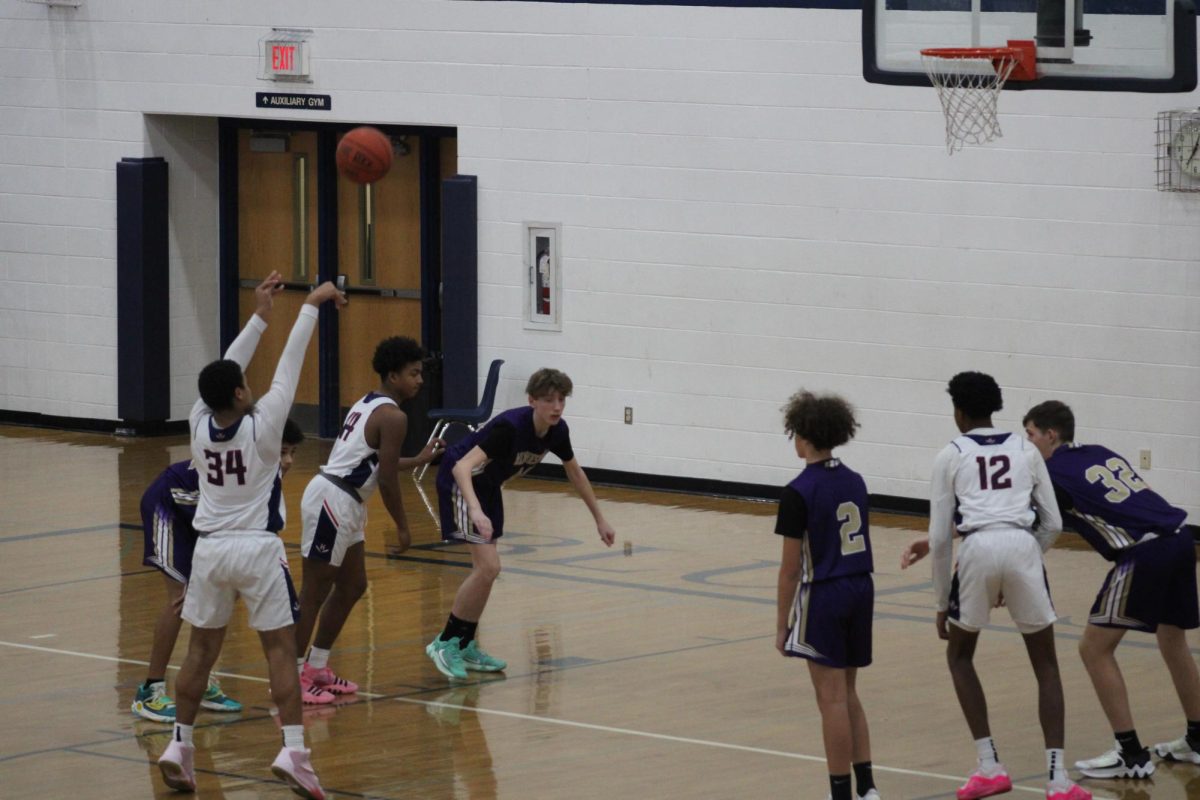 Freshman Demetrius Arrington shoots his free throw shot.