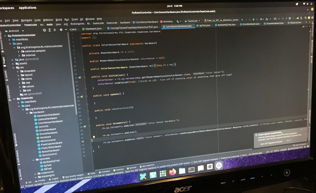 A file written in the application Android Studio in the programming language of Java.