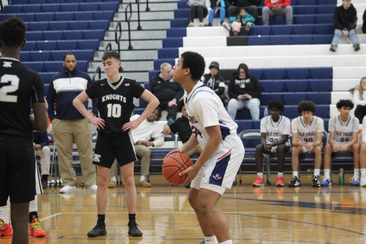 Freshman Demetrius Arrington gets in a position to shoot a free throw. 