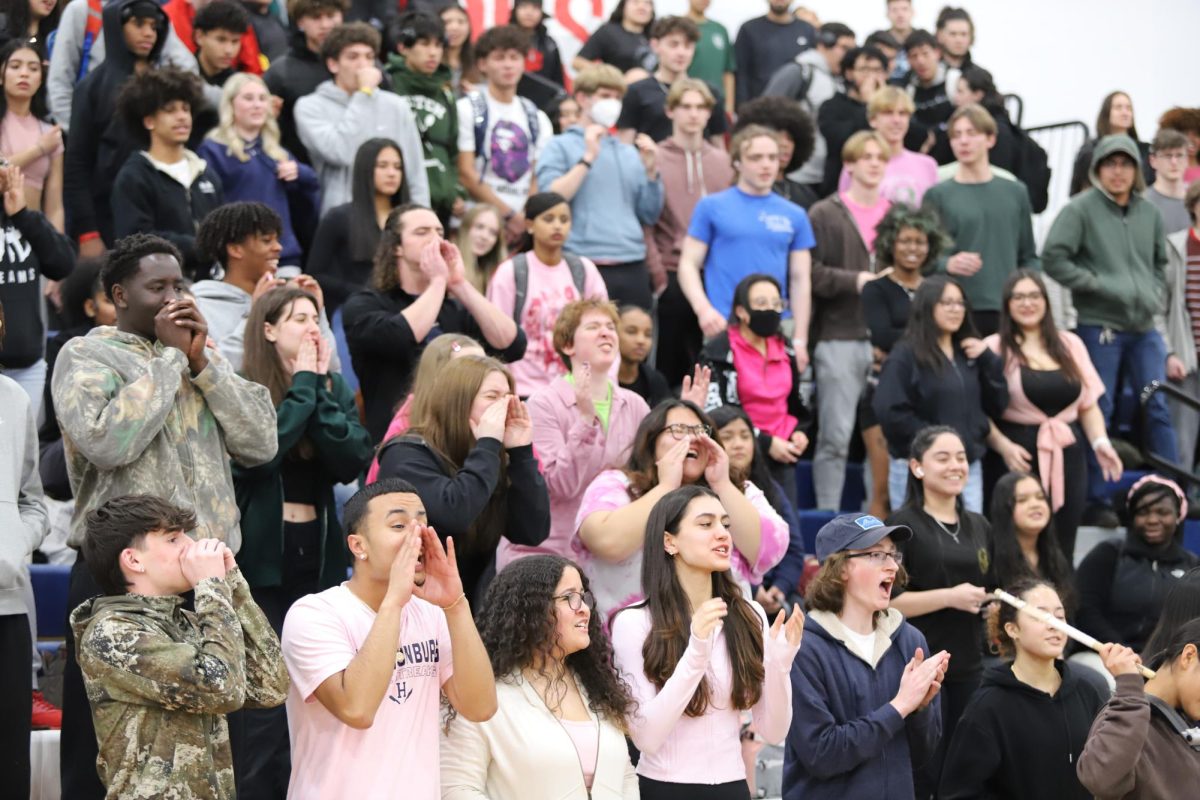 Senior class makes noise in noise making competition between classes. 