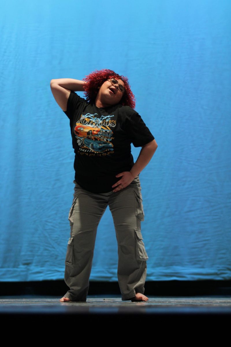 Senior Klasia Robinson dances to the music in her performance with Thinalee Cedeno.