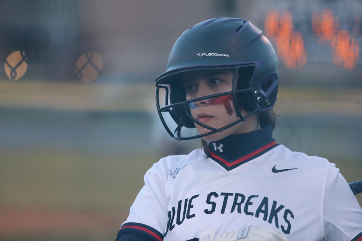 Freshman Ismar Cruz Chavez  prepares to go in to bat.