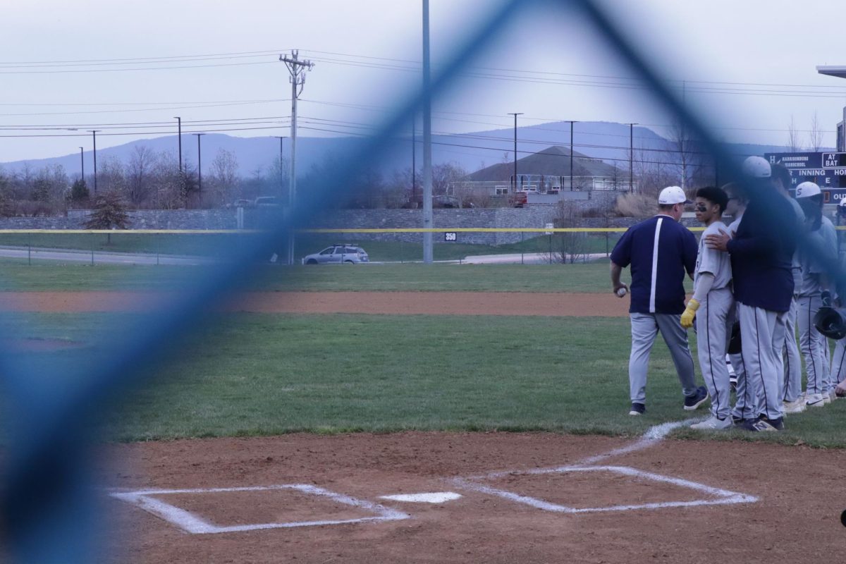 Baseball coach hand shaking the other team players and coach.