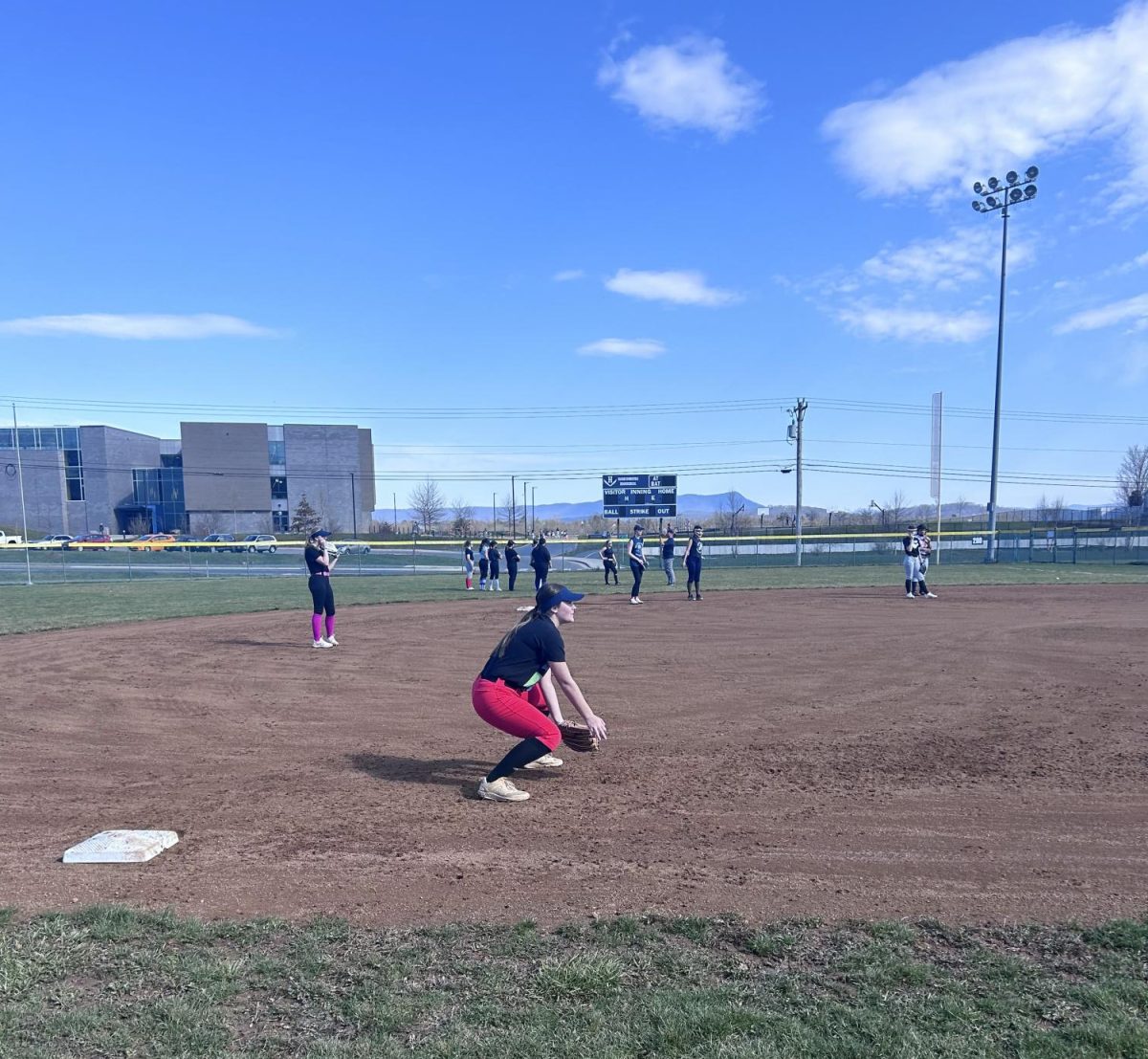 Freshman Jordyn Byler prepares to catch a ground ball at 3rd base.